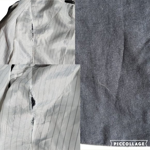 Love Tree Bluish Tint 1-Button Linen Blazer with Pinstripe Lining Size M - Picture 8 of 11